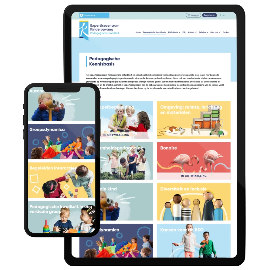 een voorbeeld van de mobile website van Expertisecentrum Kinderopvang